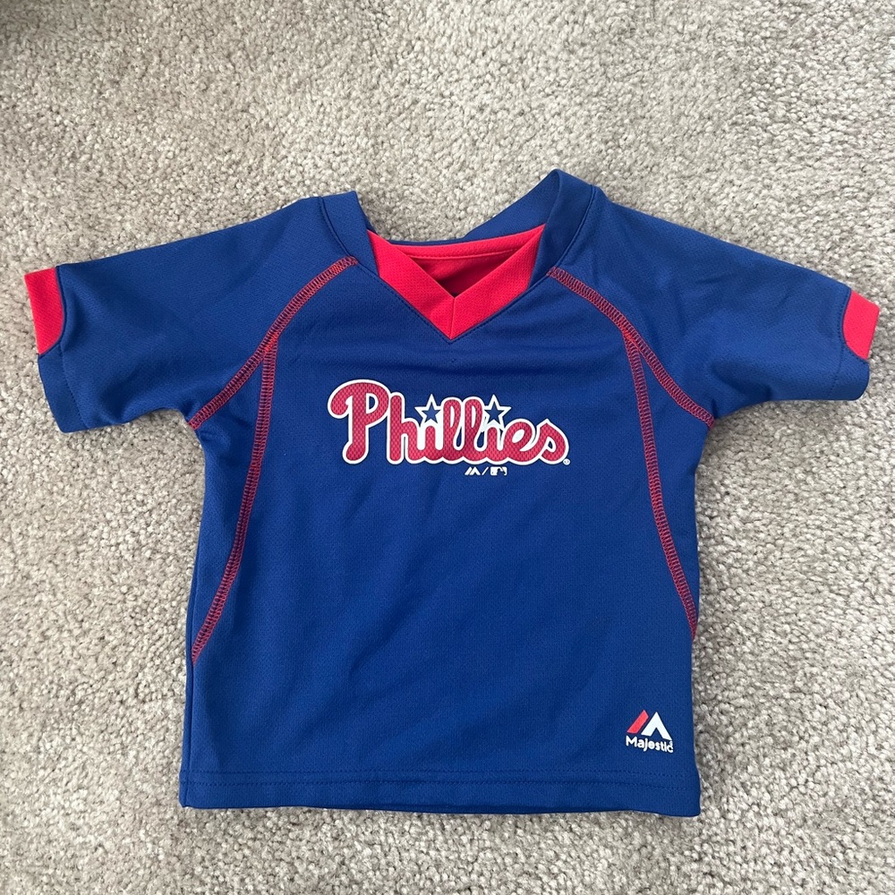 Majestic Phillies Kids Jersey in Blue and Red